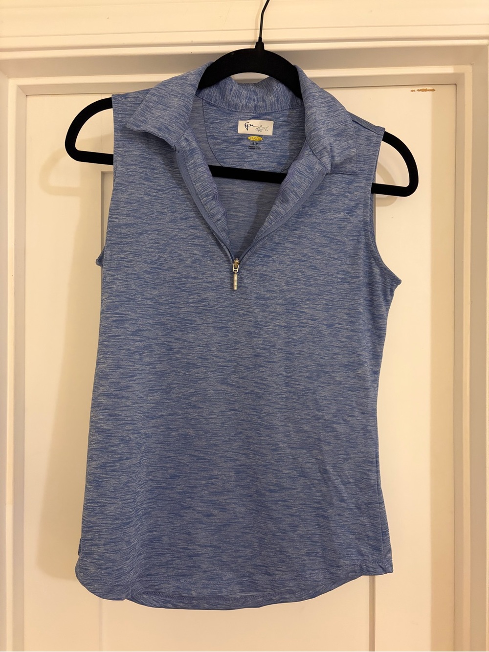 Greg Norman Play Dry Sleeveless Zip Polo Golf Top Blue Size S